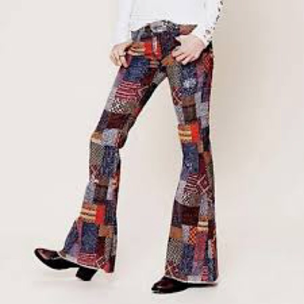Rare Free People Patchwork Corduroy Flare Size 30